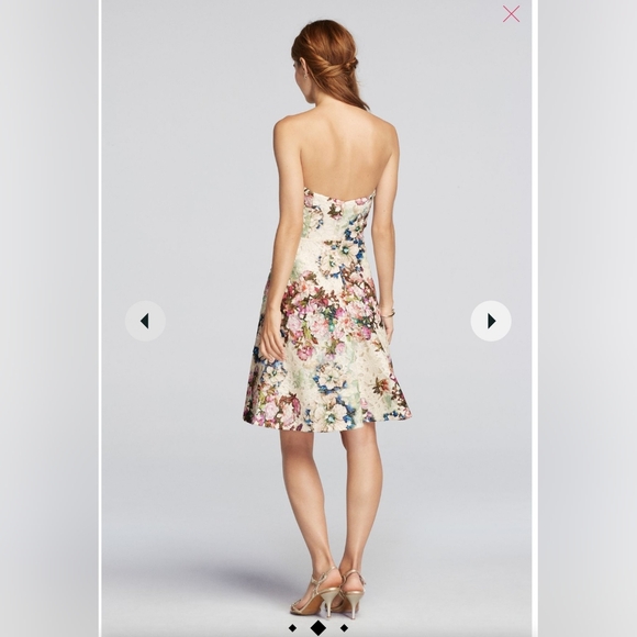 David's Bridal Strapless Floral Lace Dress With Full Skirt Size 2 - Picture 4 of 12